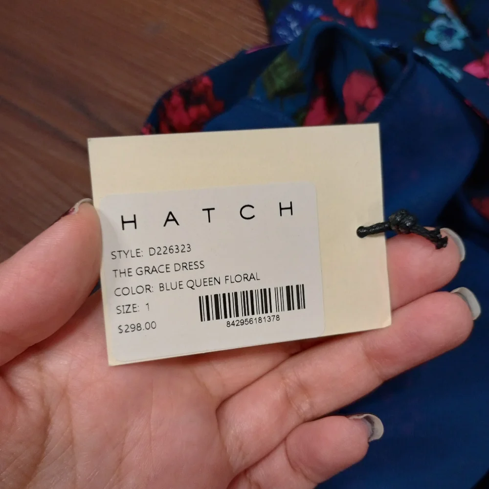 hatch the grace maternity dress in blue queen floral